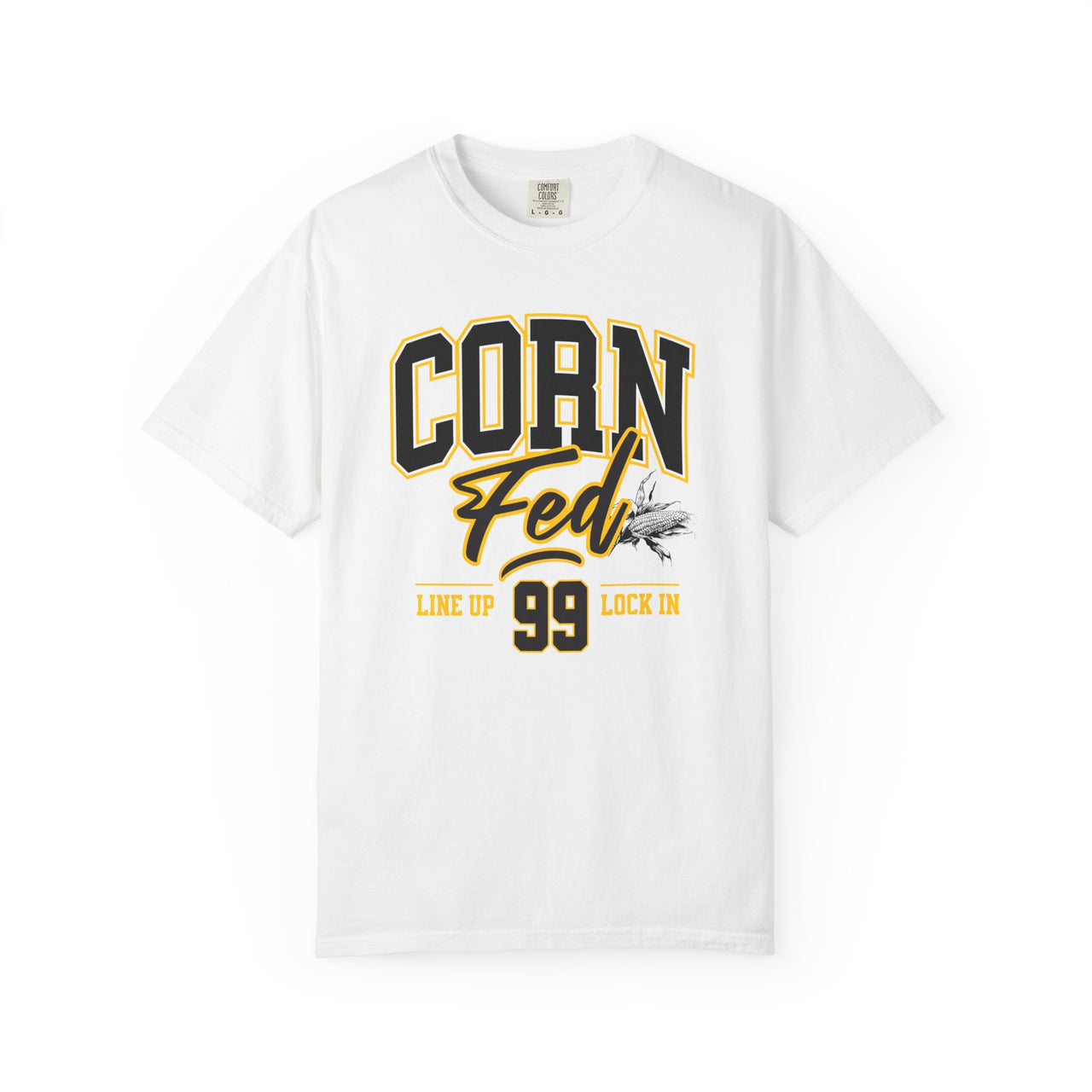 LOCK IN - IOWA - Adult Comfort Colors Unisex 100% Cotton T-Shirt.  The soft, relaxed fit allows for easy wear in both casual and semi-formal settings.