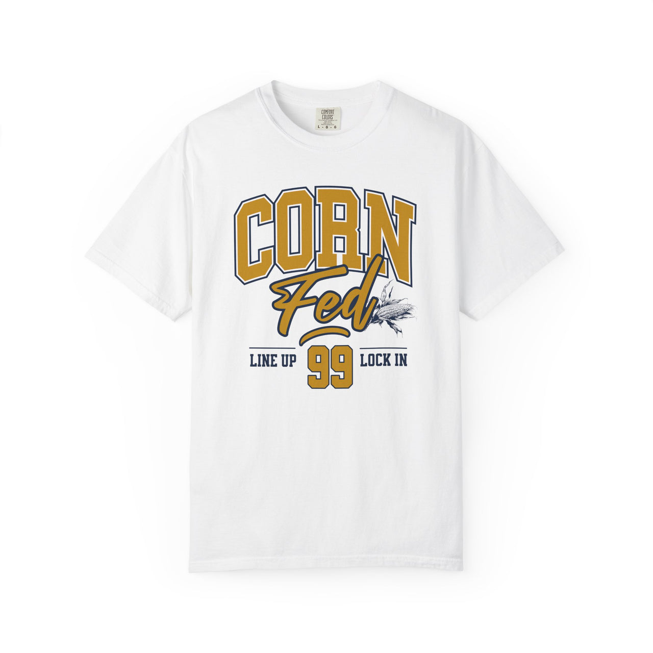 LOCK IN - NOTRE DAME - Adult Comfort Colors Unisex 100% Cotton T-Shirt.  The soft, relaxed fit allows for easy wear in both casual and semi-formal settings.