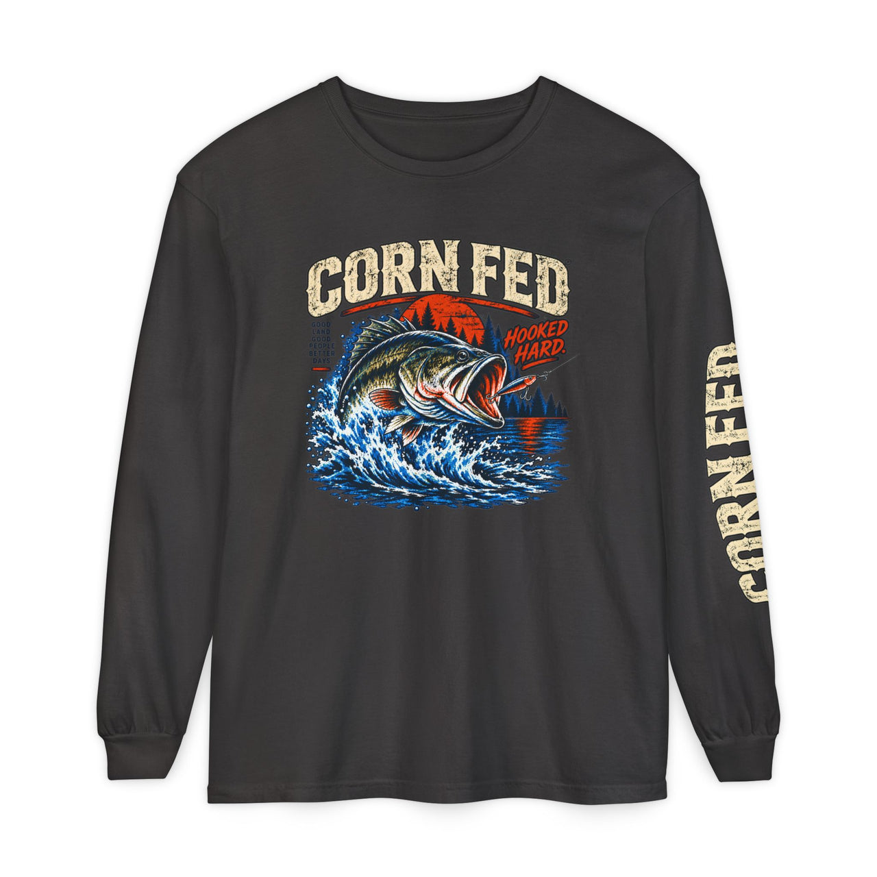 Hooked Hard - Long Sleeve T-Shirt - 100% Cotton