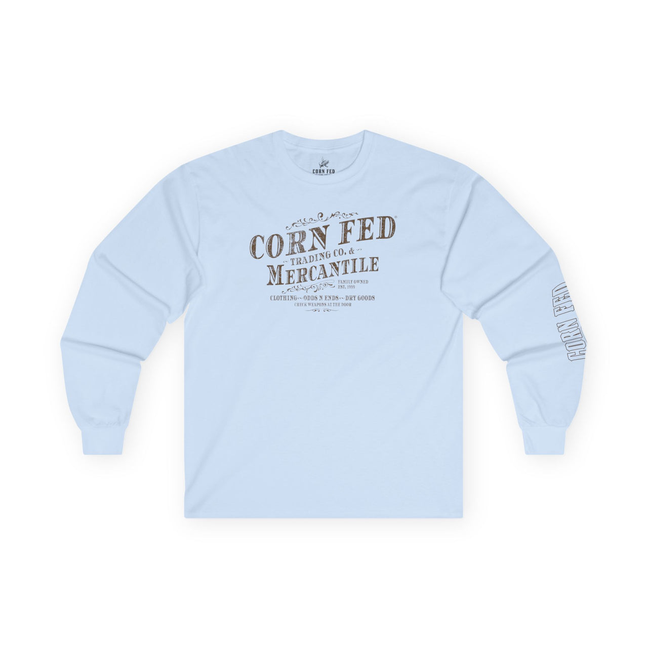 Corn Fed Mercantile Long Sleeve T-Shirt - 100% Preshrunk Cotton, Comfort