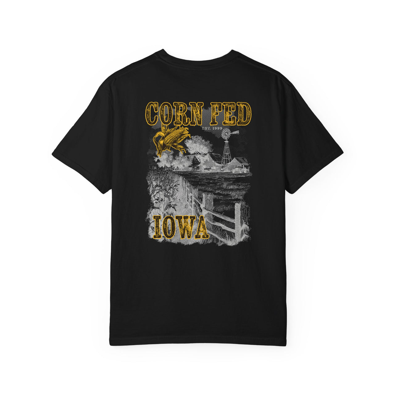IOWA - Adult Comfort Colors Unisex 100% Cotton T-Shirt.  The soft, relaxed fit allows for easy wear in both casual and semi-formal settings.