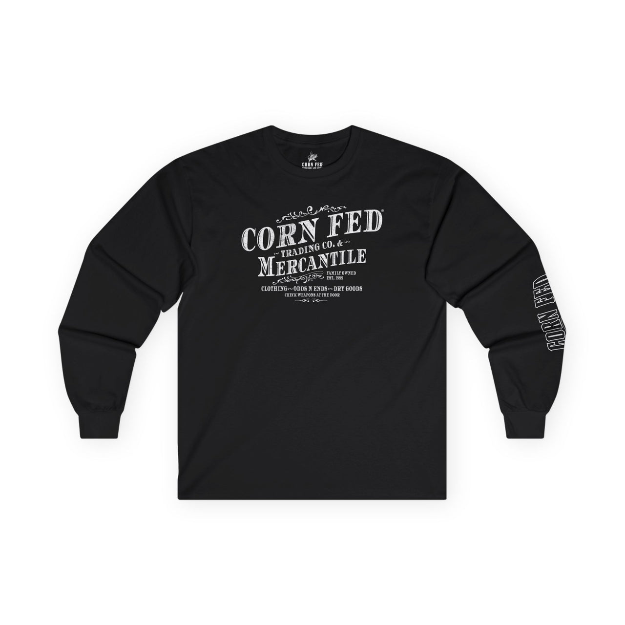 Corn Fed Mercantile Long Sleeve T-Shirt - 100% Preshrunk Cotton, Comfort