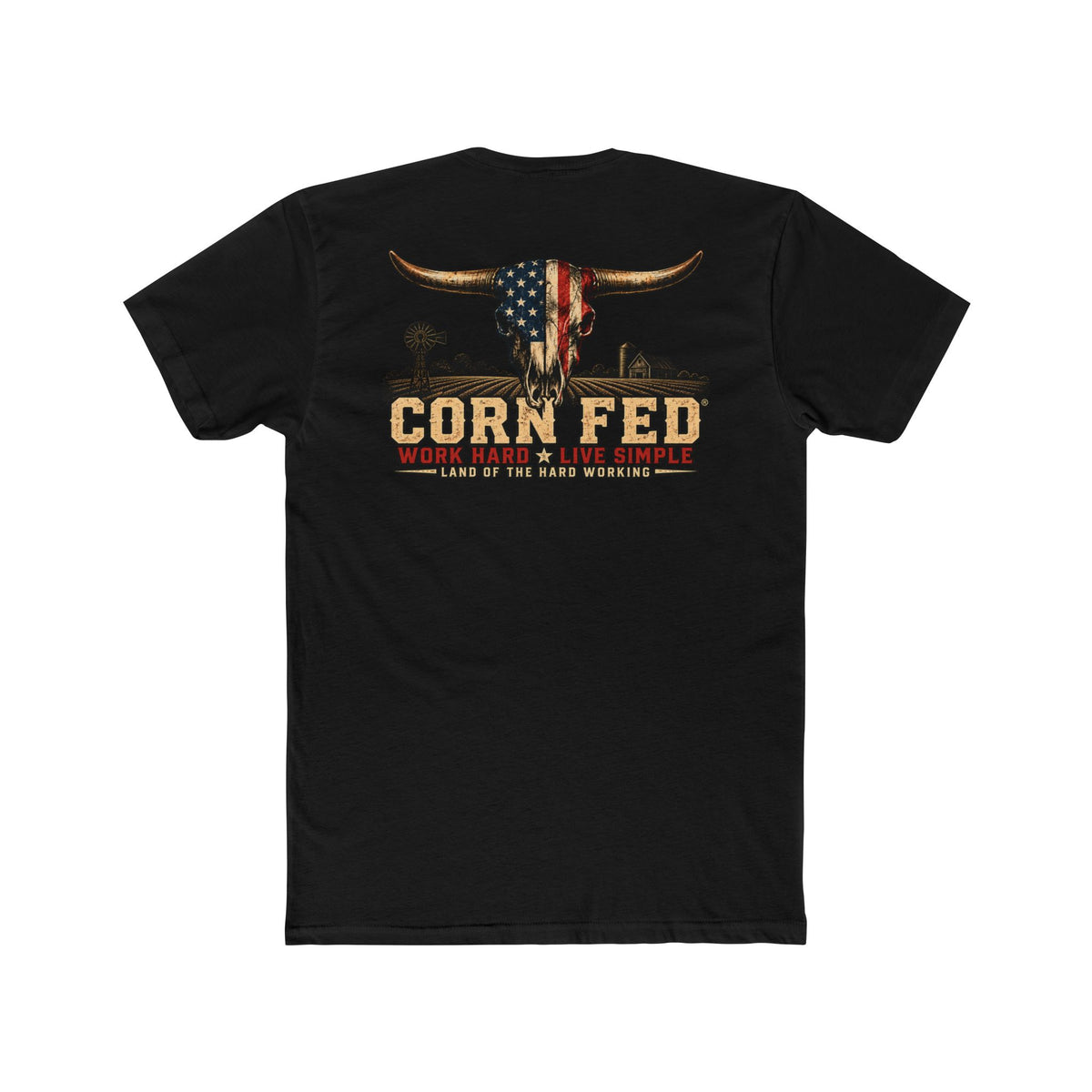 Longhorn — American Flag Longhorn Graphic T‑Shirt